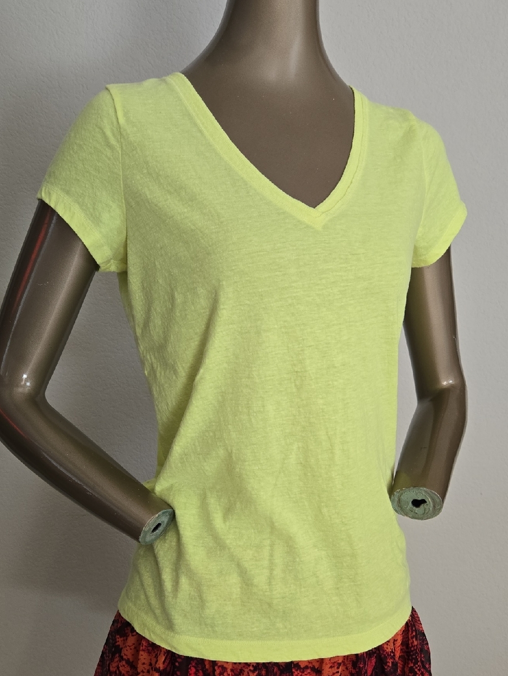 Aeropostale Women’s V-Neck Short Sleeve Tee - Neon Yellow